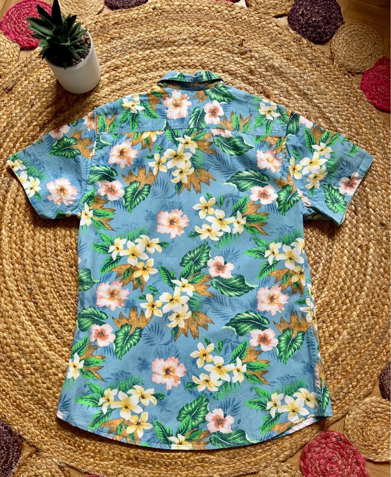 🌴🌺100% cotton Hawaiian beachwear tropical floral shirt Size M🦜🌸 – photo 7